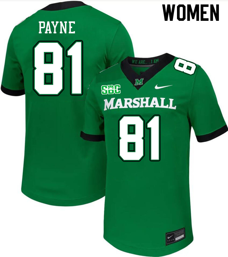 Women #81 Toby Payne Marshall Thundering Herd SBC Conference College Football Jerseys Stitched-Green